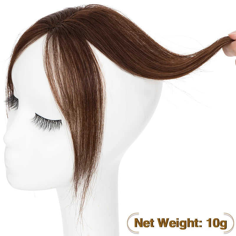Clip-In Hair Bangs Human Hair Extensions for Women - Natural Remy, 10g