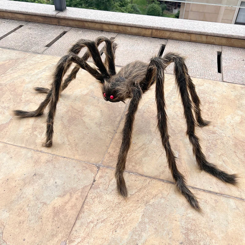 Giant Black Spider Halloween Decor - Scary Artificial Plush Ornament for Haunted House & Outdoor Scenes
