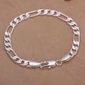 8mm Silver Chain Bracelet for Women Men Wedding Jewelry Figaro Style