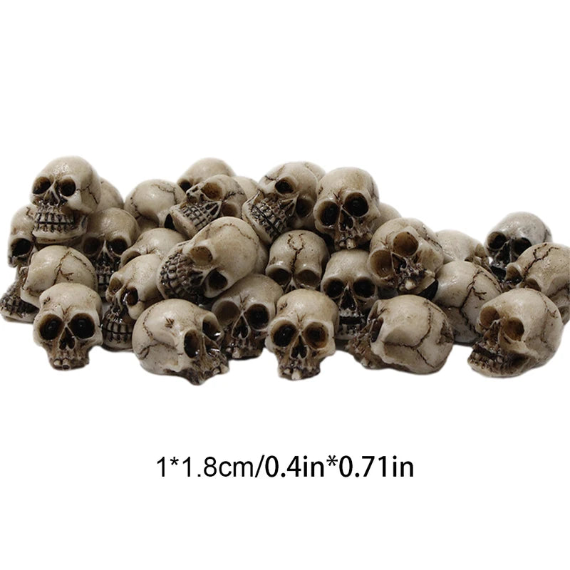 Halloween Skull Sculptures Set - 20-60 Pcs Decorative Skeleton Models for Garden & Festive Decor