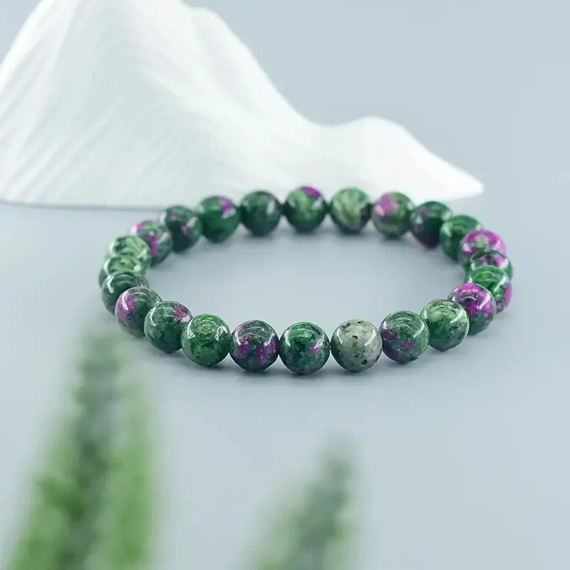 Natural Epidote Zoisite Stone Bead Bracelet for Women and Men - Fashion Jewelry Gift