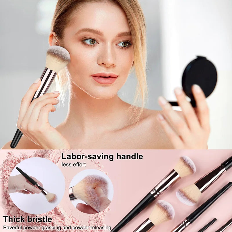 Makeup Brushes Set with Sponges and Puffs - Eye Shadow, Foundation, Blush, Highlighter, Concealer Tools