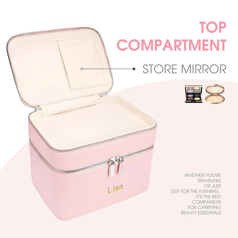 Customized Double-Layer Portable Makeup Bag with Multi-Partition Storage