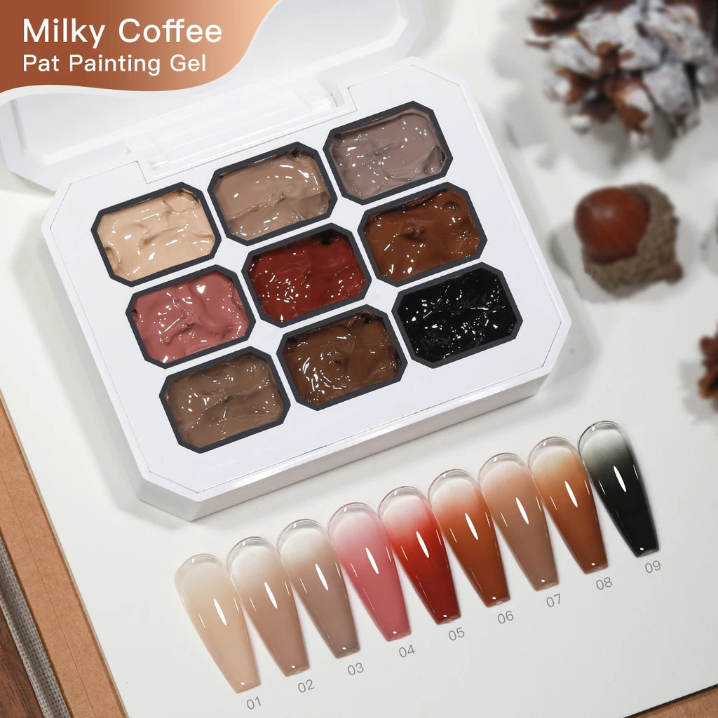 Gel Nail Polish Set with Gradient Transfer Design - 9 Colors UV LED Soak Off