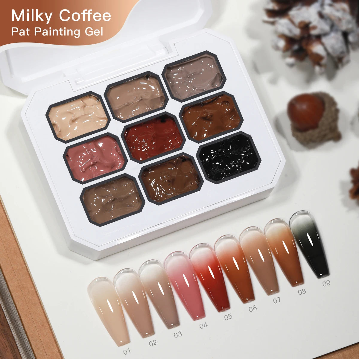 Gel Nail Polish Set with Gradient Transfer Design - 9 Colors UV LED Soak Off