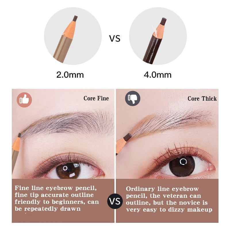6-Piece Eyebrow Pencil Set - Fine Microblading Makeup Tools for Women