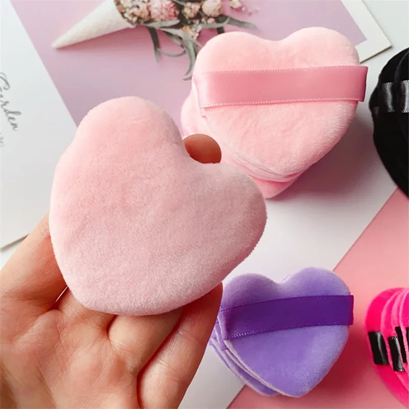 Heart-Shaped Velvet Makeup Puff Set - Soft, Skin-Friendly Cosmetic Sponges