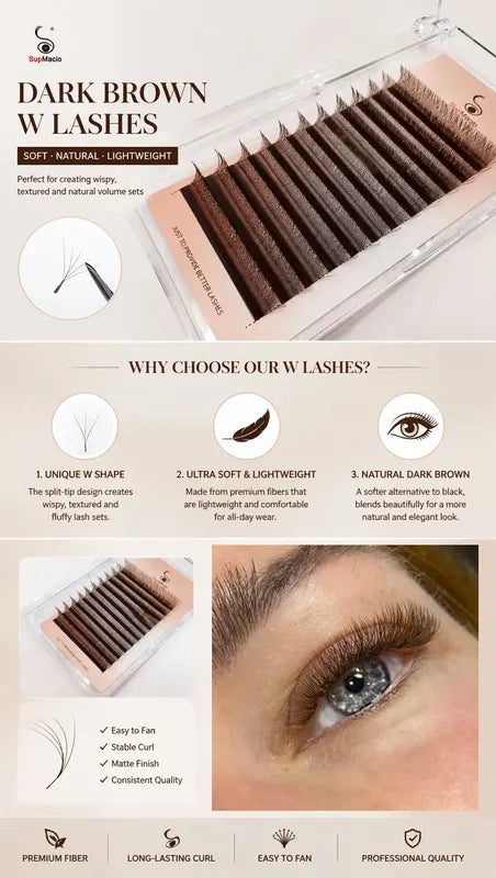 Supmacio Deep Brown 3D/4D/5D/6D Eyelash Extensions - Natural Soft Premade Fans