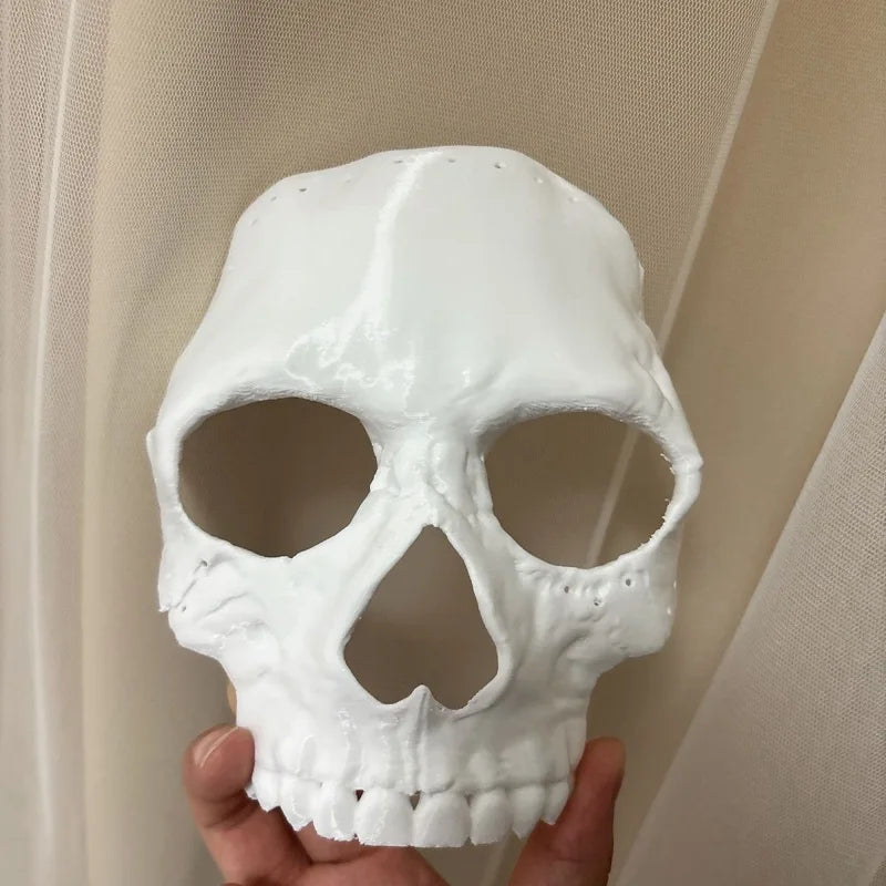 Paintable 3D Printed White Skull Mask Halloween Cosplay Prop
