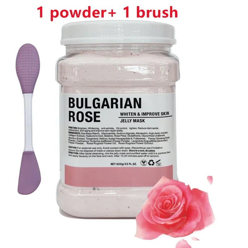 Facial Moisturizing Mask Powder with Silicone Brush - Hyaluronic Acid & Chamomile, Rose Jelly, 650g