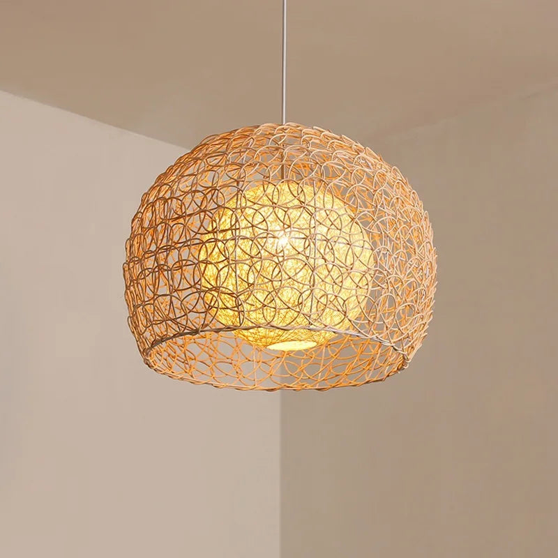 Rattan Pendant Light Fixture for Indoor Decoration | Rustic E27 Chandelier