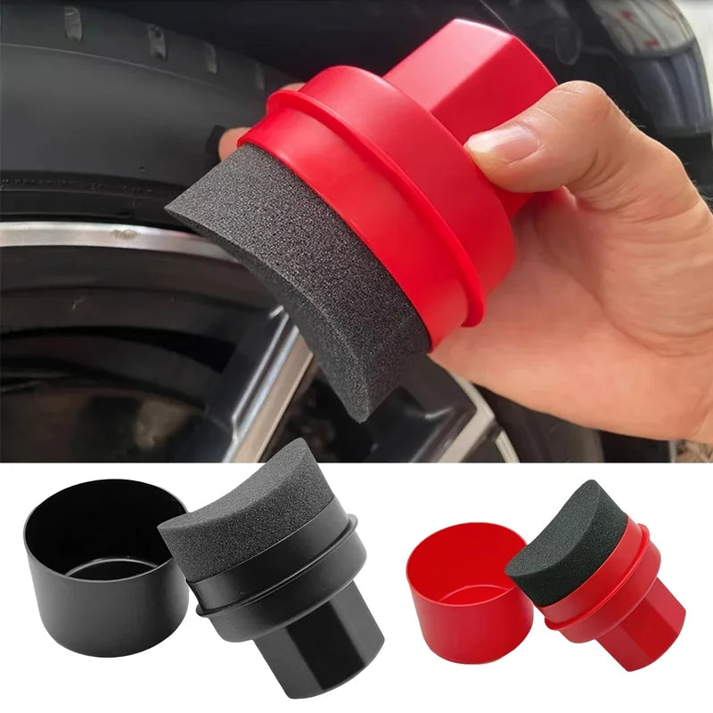 Car Tire Waxing Sponge with Lid - Curved Applicator Pad for Vehicle Detailing