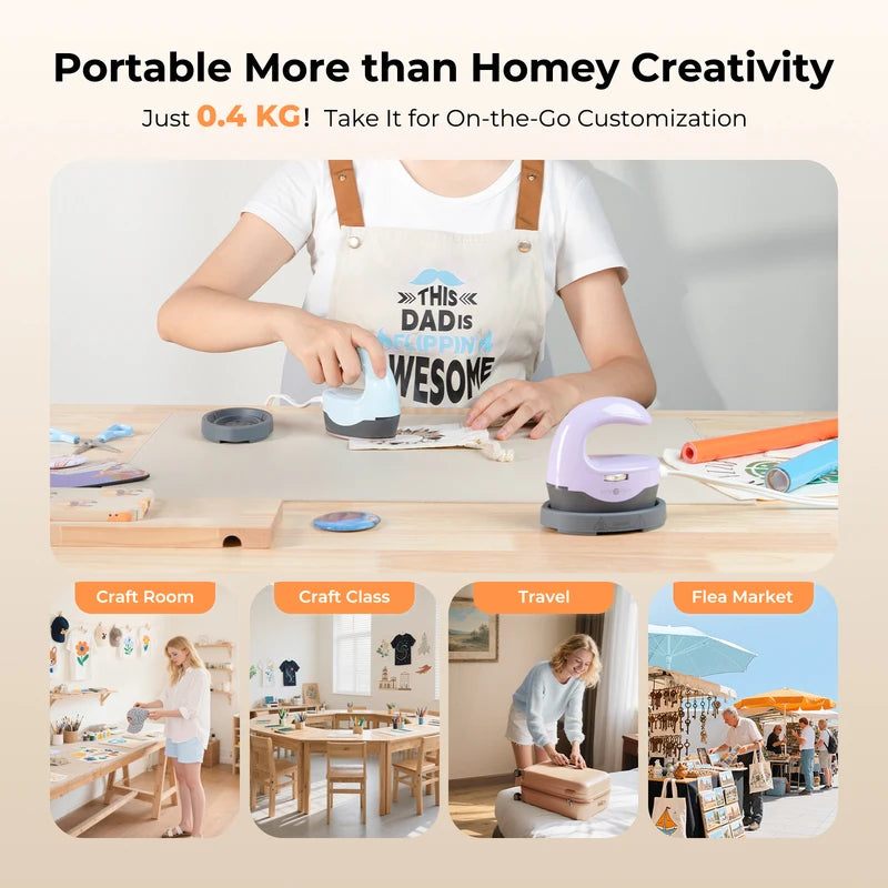 Mini Heat Press Machine for T-Shirts Hats Transfers Portable Iron Press