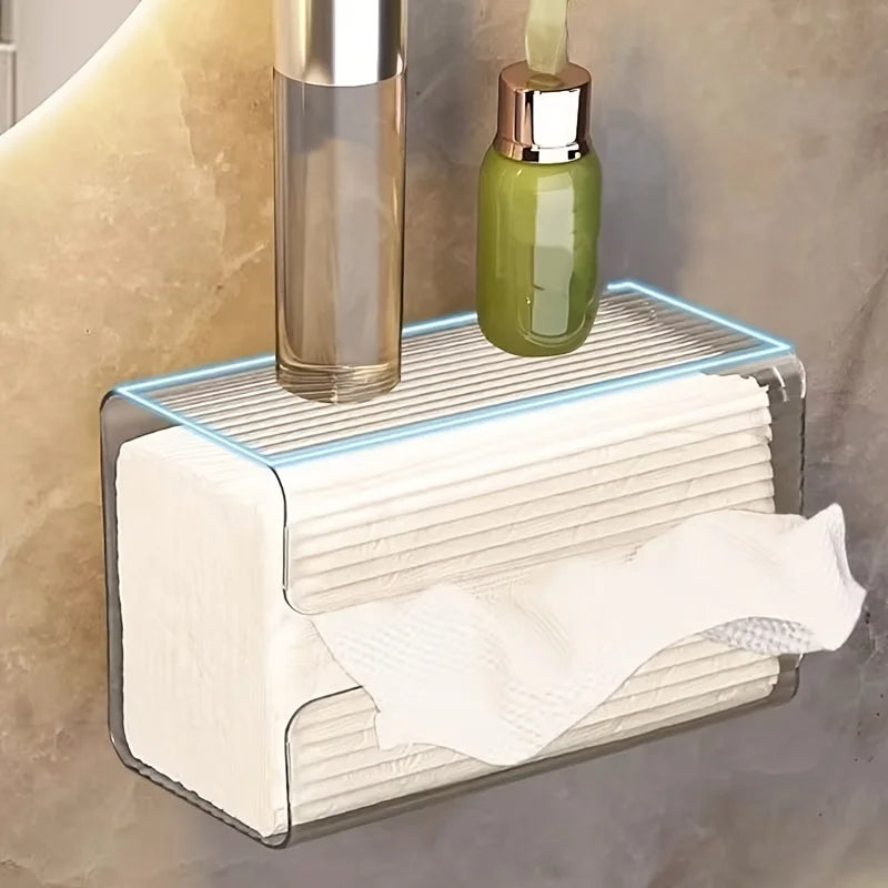 Wall-Mounted Acrylic Tissue Box Holder Transparent Bathroom & Living Room Dispenser