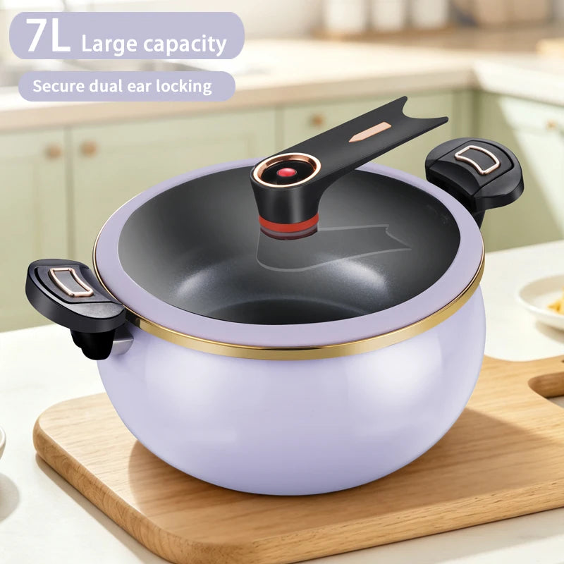 Large Capacity 7L Micro Pressure Cooker, Multi-Functional Non-Stick Pot for Home Use
