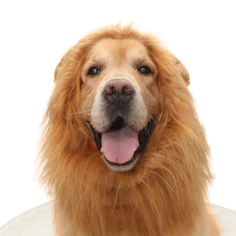 Pet Lion Head Wig Cosplay Dog Costume - Realistic Mane for Medium & Large Dogs
