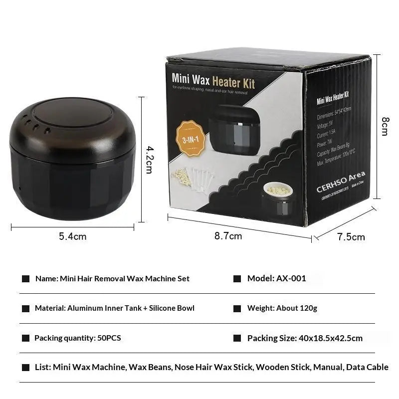Mini Wax Heater Machine for Hair Removal with Silicone Bowl & Wax Melter Kit