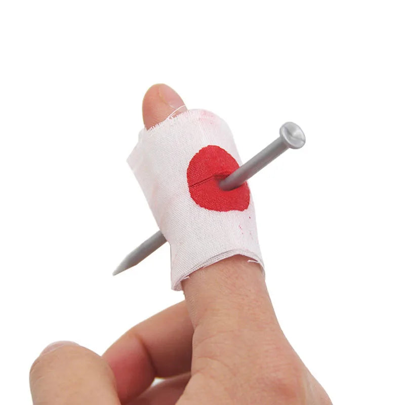 Fake Nail Through Finger Prank Toy Set - Blood Effect Magic Joke Gadgets