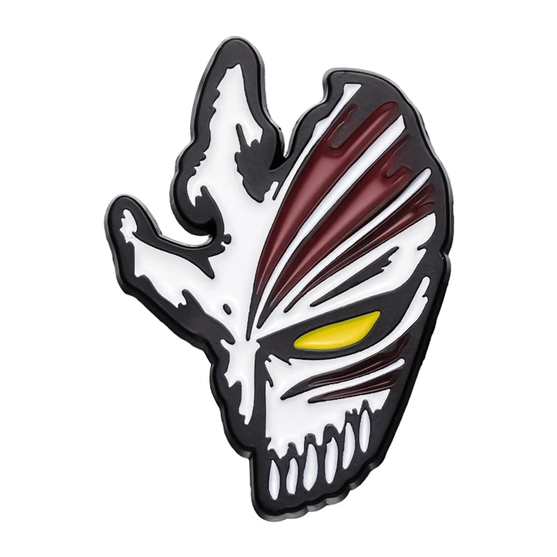 Anime Bleach Grim Reaper Mask Enamel Brooch Pin - Custom Skeleton Badge Gift
