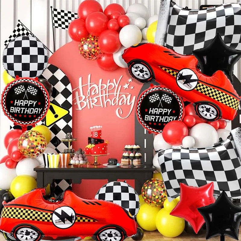 Race Car Party Decorations Balloon Kit - Traffic Light Checkered Tire Kids Birthday Supplies