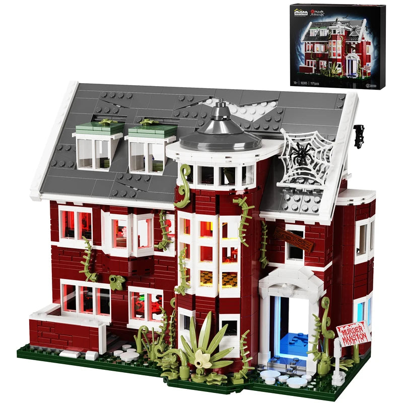 Halloween Haunted House Building Blocks Set with LED Light - 1171 Pieces, Gift for Kids & Adults
