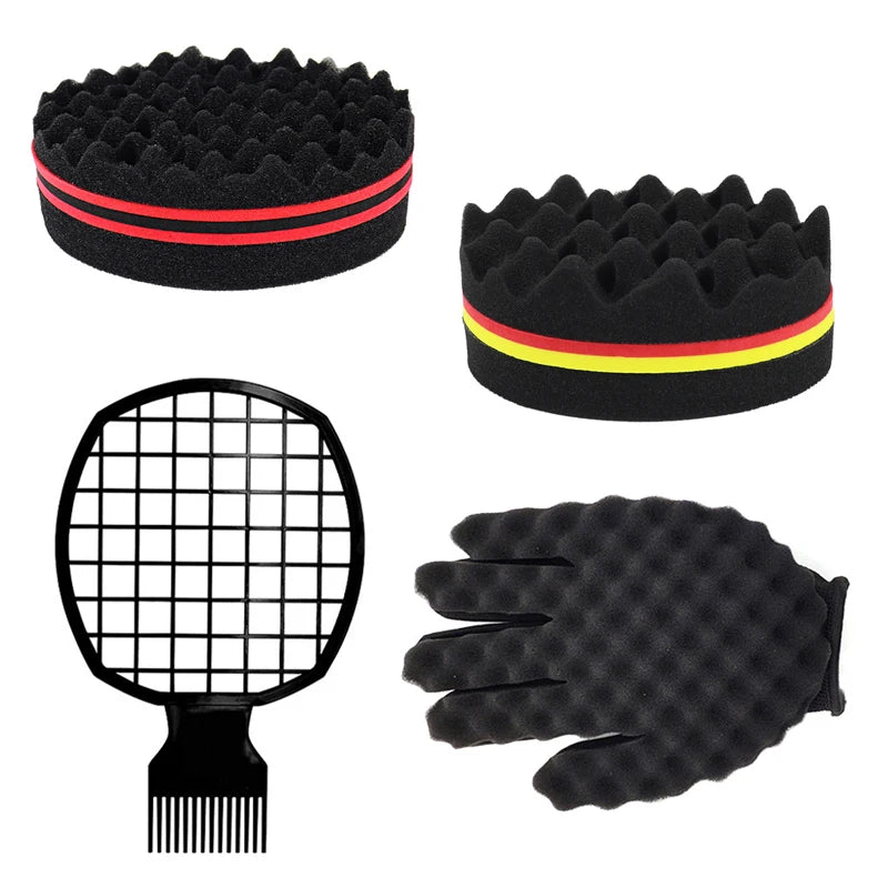 Afro Twist Hair Comb Sponge Set - Curly Hair Styling Tool for Men & Women
