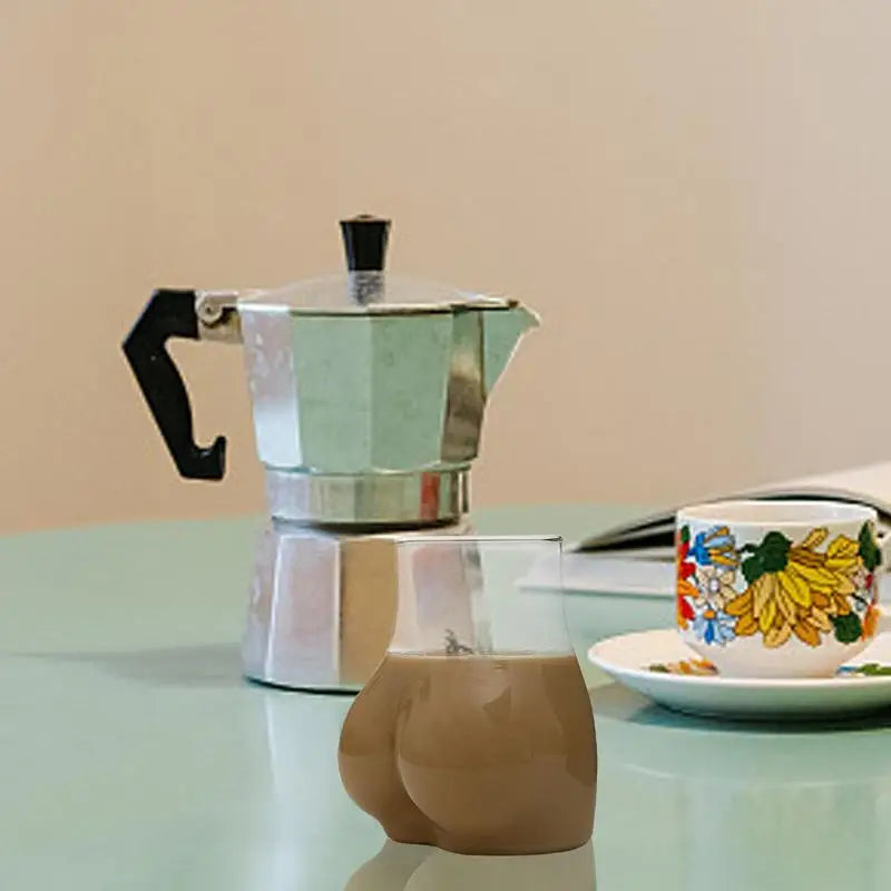 Funny Butt-Shaped Glass Mug 450ml Transparent Coffee Cup for Hot & Cold Drinks