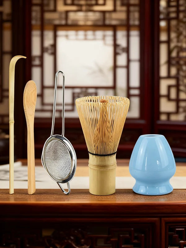 Matcha Whisk Set with Tea Strainer & Accessories - Bamboo Starter Kit