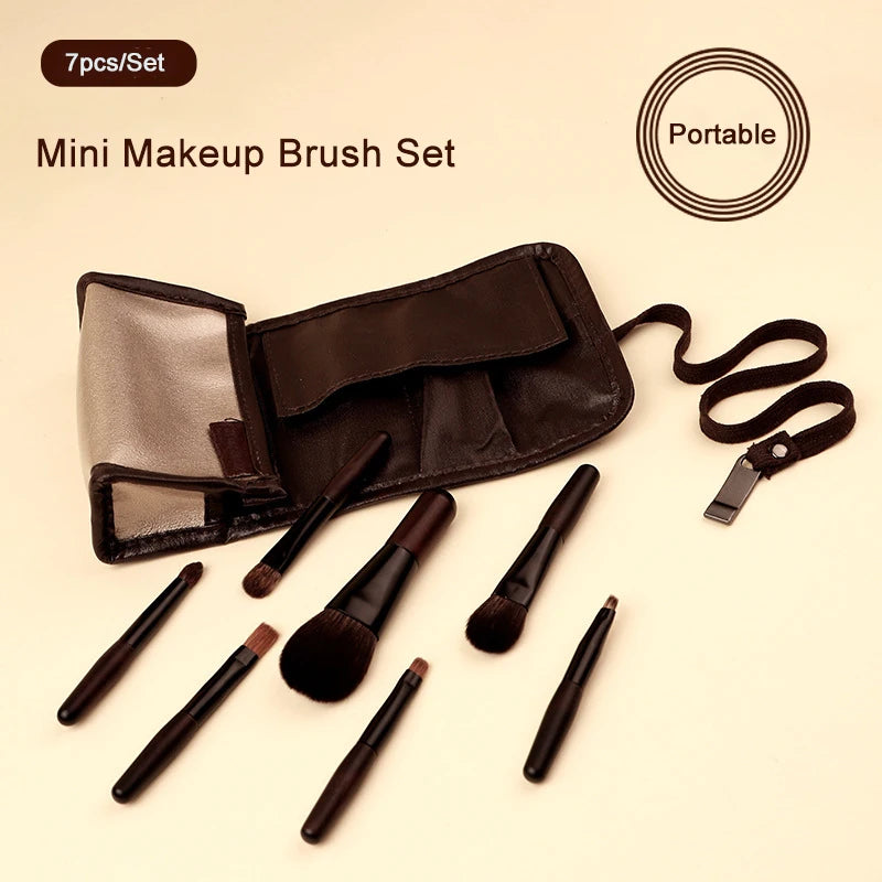Mini Makeup Brush Set for Face Eyeshadow Foundation Concealer - Soft Animal & Fiber Hair