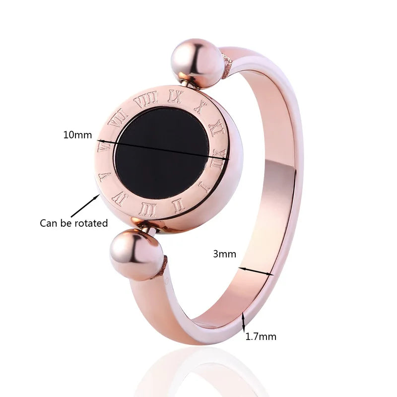Roman Numeral Double-Sided Rings for Women - Stainless Steel Jewelry Accessory