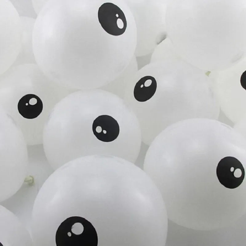 Halloween Latex Balloons with Eye Design - 50/30/20/10Pcs White & Black Party Decorations