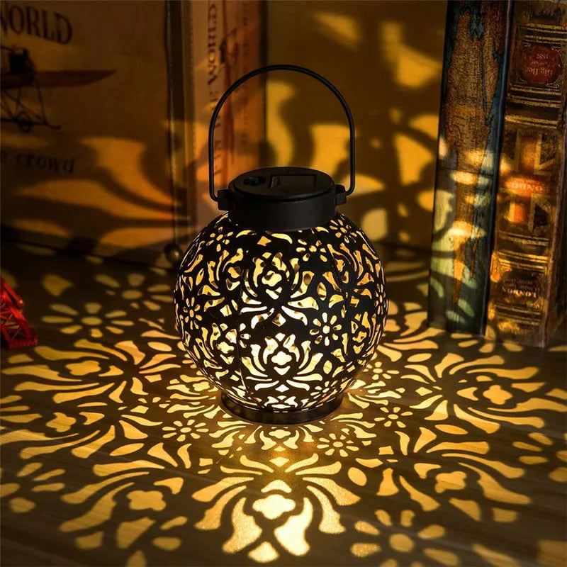 Outdoor Solar Garden Light Iron Art Hanging Landscape LED Projection Lamp Waterproof