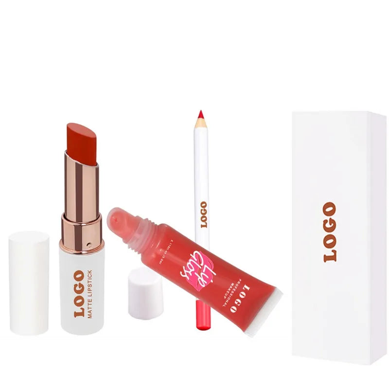 3-in-1 Lip Makeup Set Including Lip Liner, Matte Liquid Lipstick & Lip Gloss