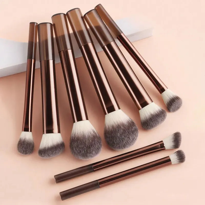 8-Piece Professional Makeup Brush Set with Long Handles for Face Powder Blush Foundation Contour