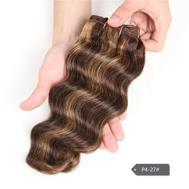 Brazilian Human Hair Extensions - Body Wave P4/27 P6/27 Ombre T1B/27, Double Drawn Remy Hair Bundles for Black Women