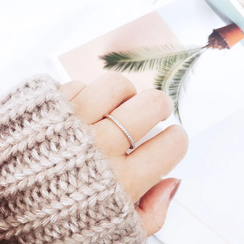 Sterling Silver Zircon Ring for Women - Luxury Designer Jewelry, Single Row