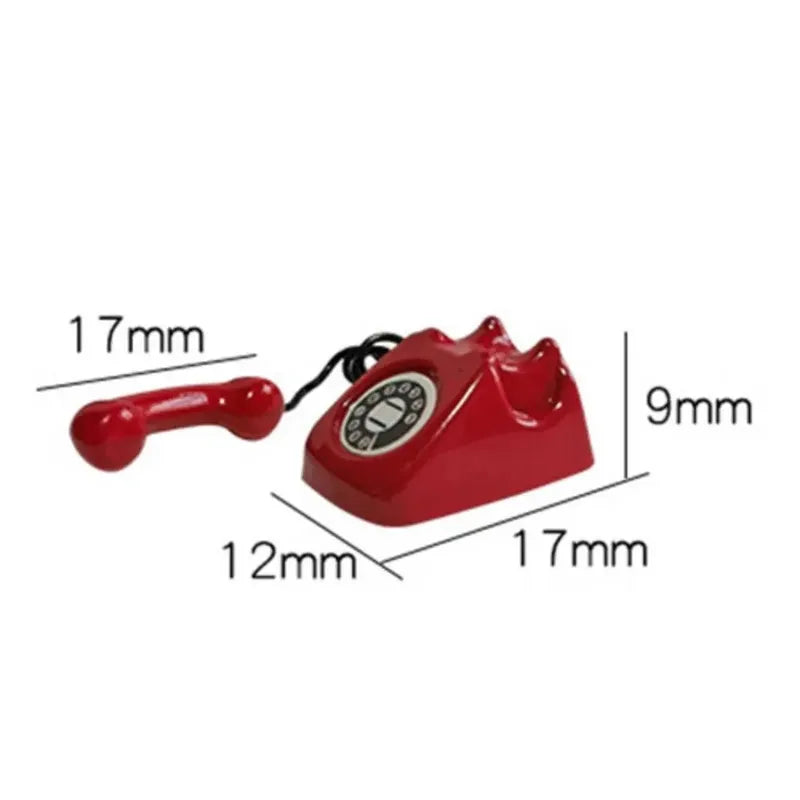Miniature Fixed Telephone Dollhouse Accessory - 1:12 Scale, Multiple Colors