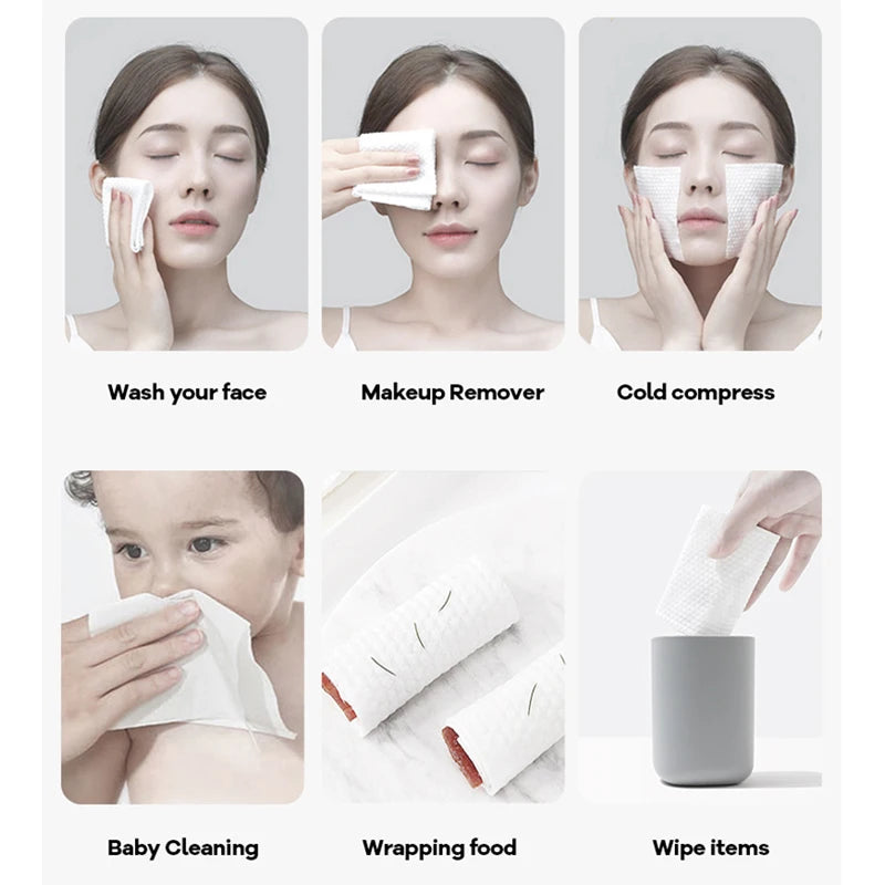 Disposable Facial Towels 100PCS Soft Cotton Makeup Remover for Travel & Daily Use