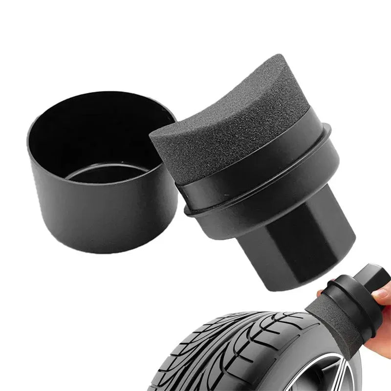 Car Tire Waxing Sponge Applicator Pad with Lid - Curved Detailing Brush