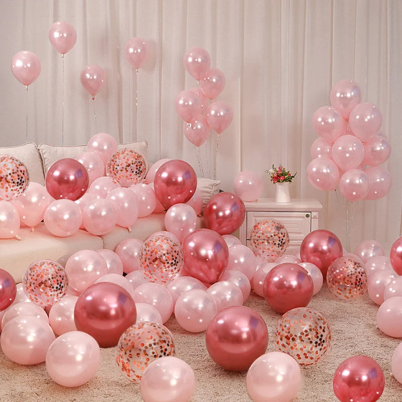 Pink & Red Latex Balloons Pack for Valentine's Day Wedding Party Decorations