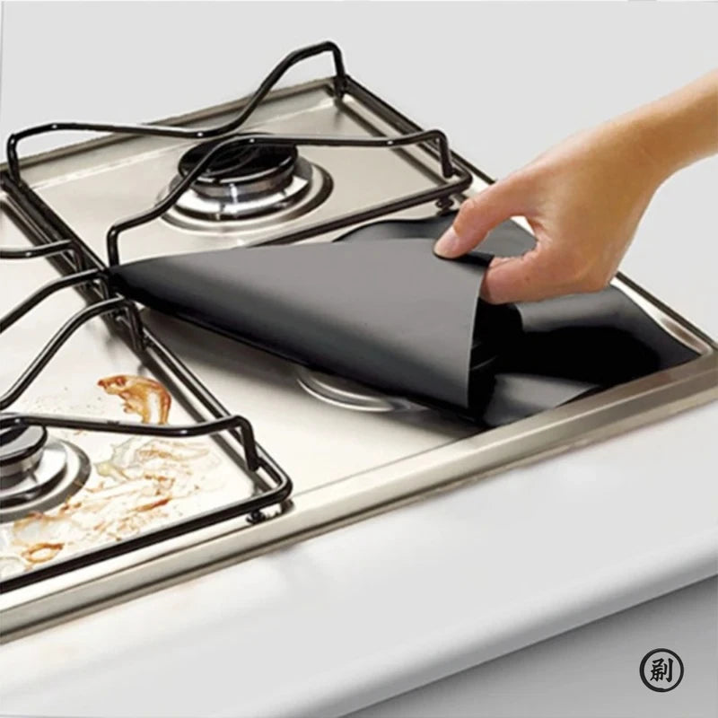 Gas Stove Surface Protection Pads Set - Washable Oil & Dirt Resistant, 27cm, 4 Pieces