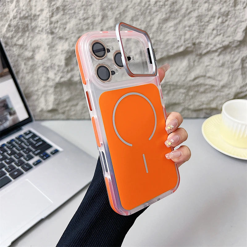 Magnetic Shockproof Phone Case for iPhone 17 Pro Max & Air Series - Bumper Cover with Lens Protect & Stand