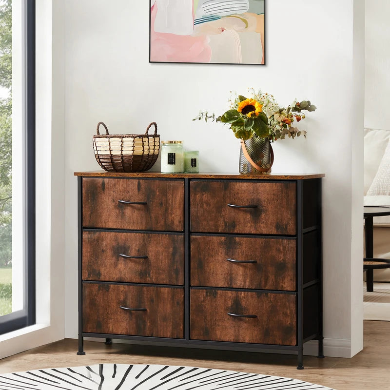 Fabric Cabinet with Wooden Top - Multi-Use Storage Chest for Living Room and Bedroom