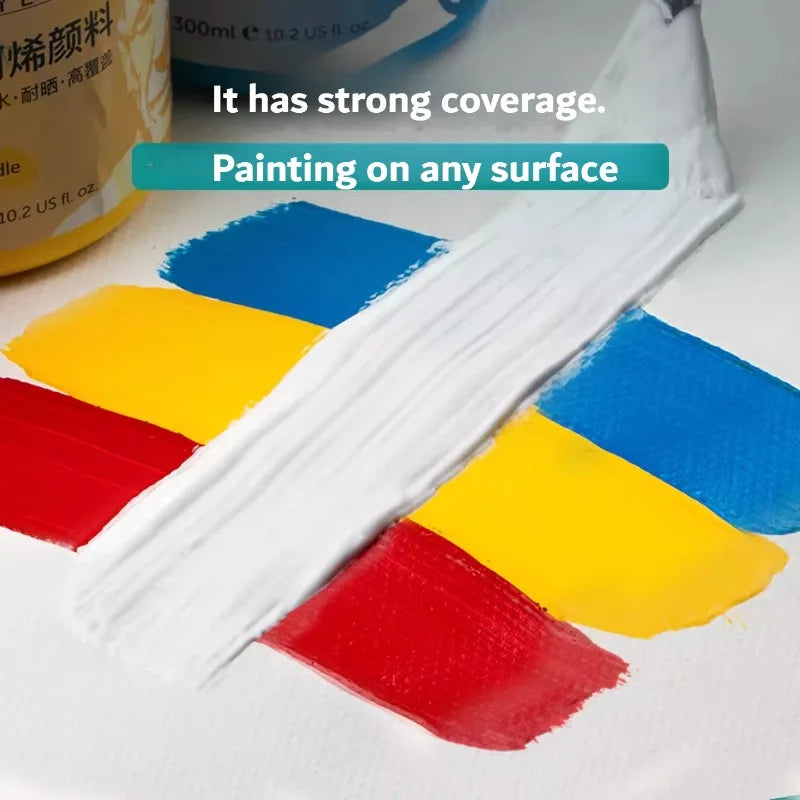 Acrylic Paint 300ML Matte Finish Waterproof Pigment for Canvas & Crafts