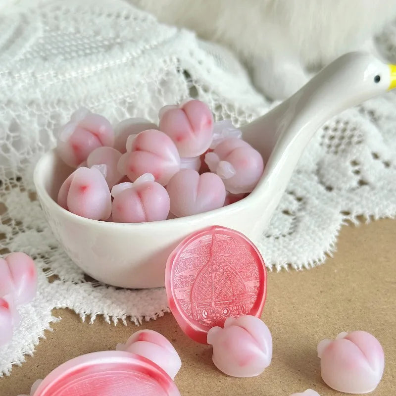 Peach-Shaped Enamel Wax Granules for Handmade Sealing & Invitation Envelopes