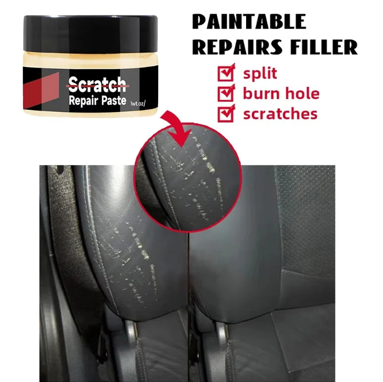 Car Plastic Restorer & Leather Repair Wax - Scratch & Trim Polish for Auto Interior & Tires
