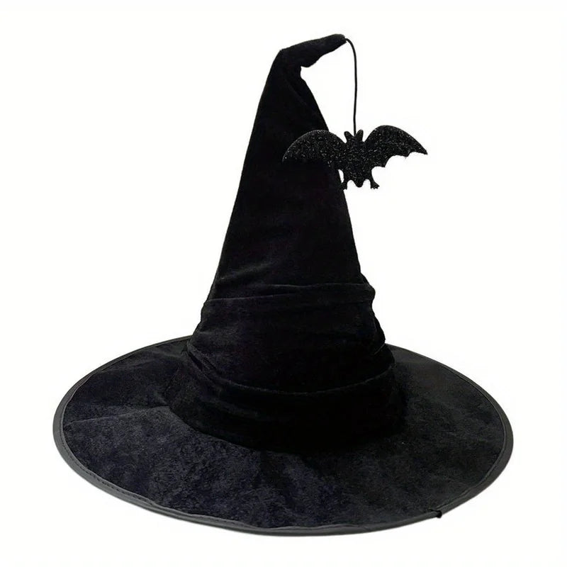 Halloween Witch Hat Costume Accessory in Velvet, Party Decor & Makeup