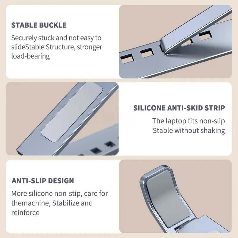 Aluminum Adjustable Laptop Stand - Foldable, Portable Cooling Notebook Holder