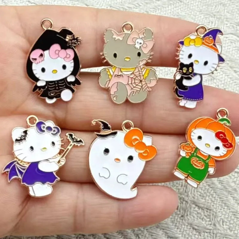 10pcs Creative Cute Cat Enamel Charms for DIY Jewelry Making Halloween Pendants
