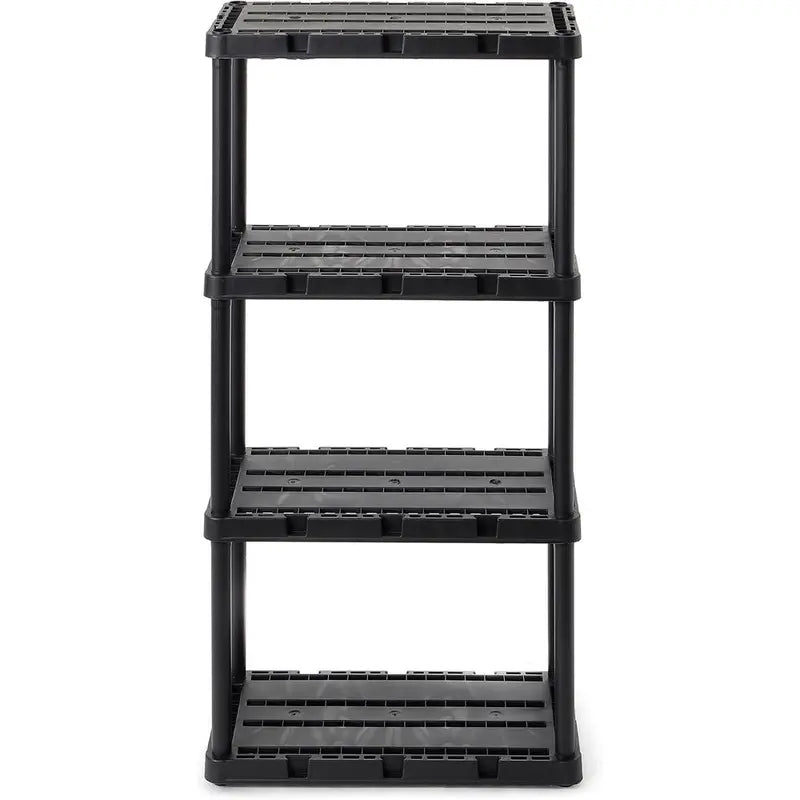Heavy Duty Plastic Storage Shelves - Garage, Basement & Home Organizer, 4-Tier, 24"D x 12"W x 48"H
